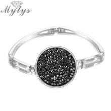 Mytys круговой высокого уровня бренд кристалл проложить Установка Круглый браслет черный цвет модные браслеты дизайнерские Роскошные ювелирные изделия B1086