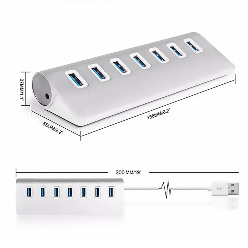 Usb 3,0 кабель usb-хаб 3,0 Usb разветвитель 7 портов Usb разветвитель адаптер USB3.0 удлинитель для Macbook Pc ноутбук жесткие диски