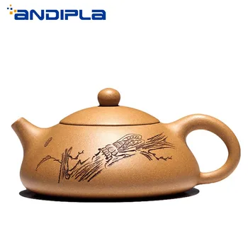 

210cc Authentic Yixing Teapot Purple Clay Master Handmade Chinese Healthy Kung Fu Tea Set Pottery Puer Shi Piao Pot Cicada Pot