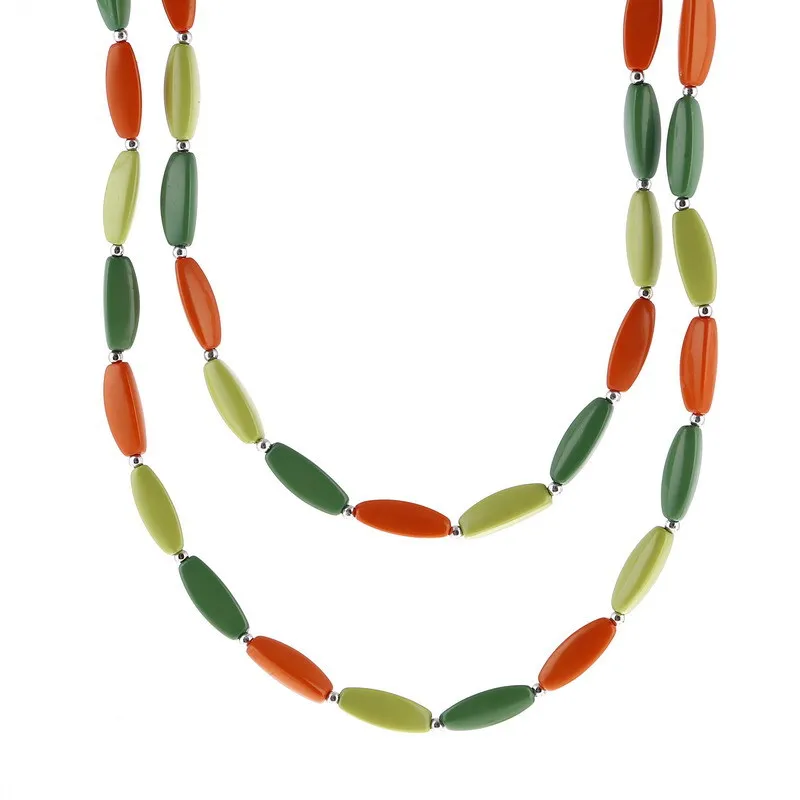 Высококлассные многослойные, в стиле бохо цветные полимерные бусины ожерелье Ретро стиль элегантный свитер цепь модный тренд изящный Джокер для женщин