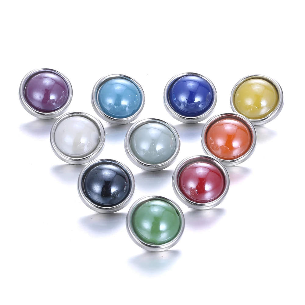 

10Pcs/lot Wholesale Round Multicolor Mixed Stone Buttons 12mm Snap For Leather Bracelet &Bangle DIY Jewelry