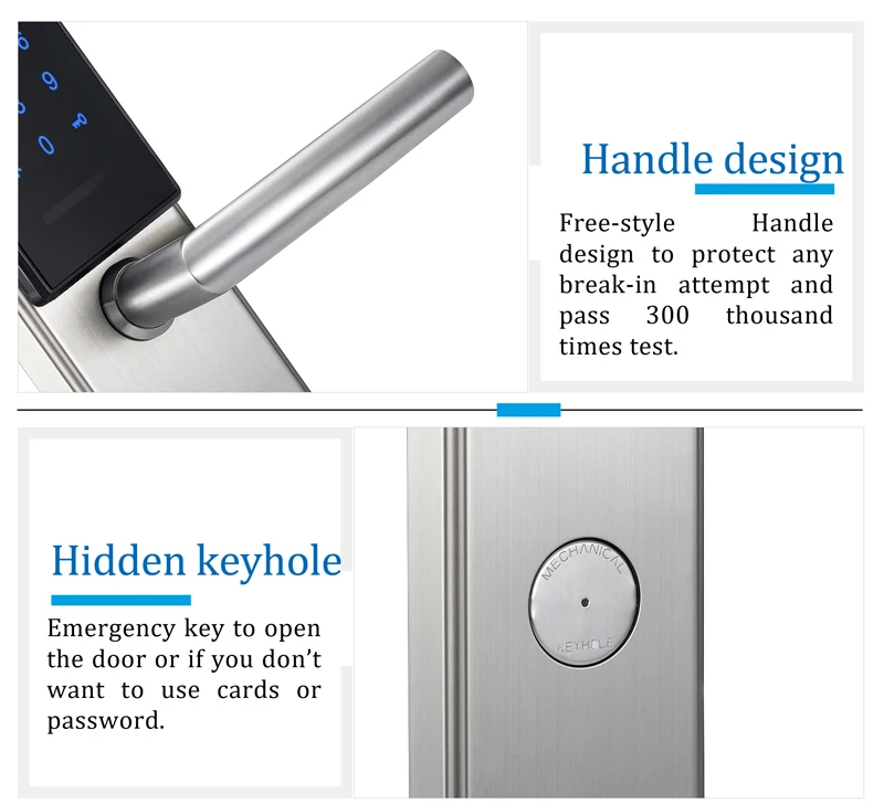 Security Electronic Combination Key Card Door Lock Digital Door Lock Touch Keypad Password Door Lock Smart entry For Home Office