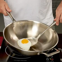 Антипригарная Бытовая непокрытая 304 нержавеющая сталь индукционная плита для вока газовая плита, посвященная