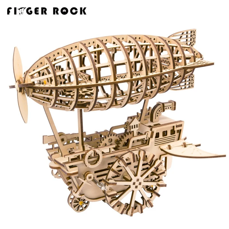 

Finger Rock Hand Made Assembly 3D Wooden Gear Airship Model Building Kits Creative DIY 349pcs Airship Wooden Puzzles Toys