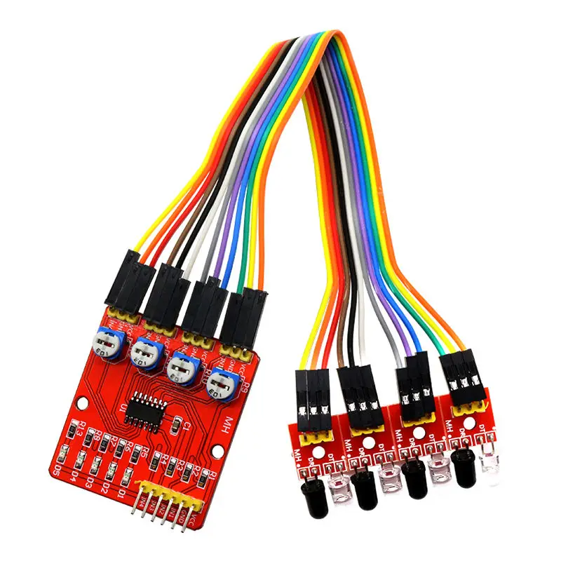 

Glyduino Four-Way Infrared Tracing 4 Channel Tracking Sensor Module Transmission Line Modules Obstacle Avoidance for Arduino