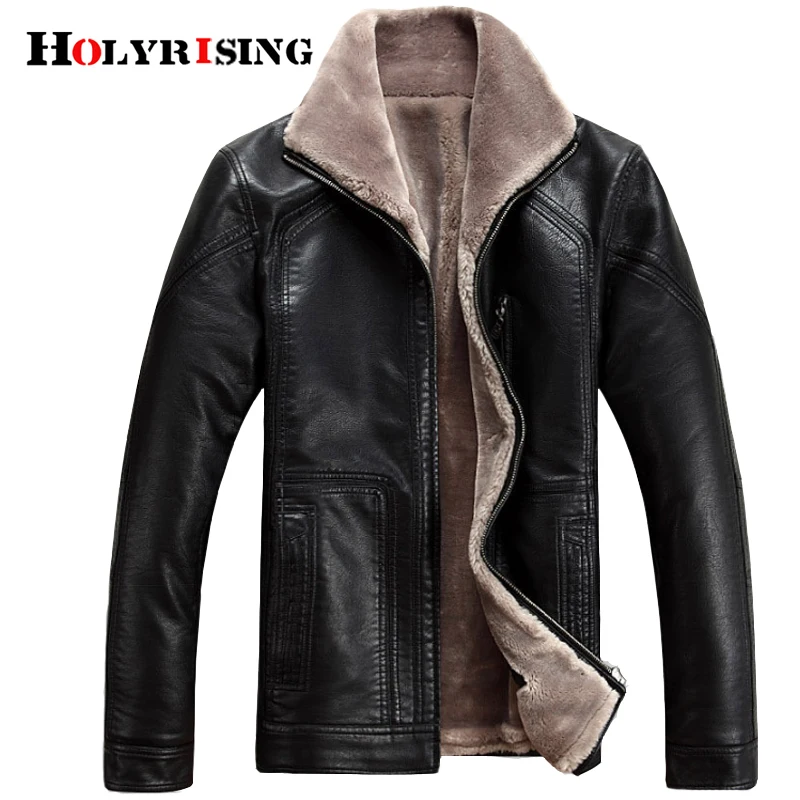 Holyrising jaqueta de couro masculino, пальто с мехом, мужская кожаная куртка, пальто с воротником-стойкой, Мужское пальто из искусственной кожи, 18449-5