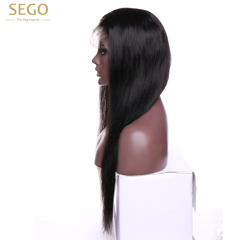 SEGO 360 Lace Frontal Wig Human Hair Straight Peruvian Remy Hair 130% Density Glueless Lace Wigs Pre Plucked with Baby Hair