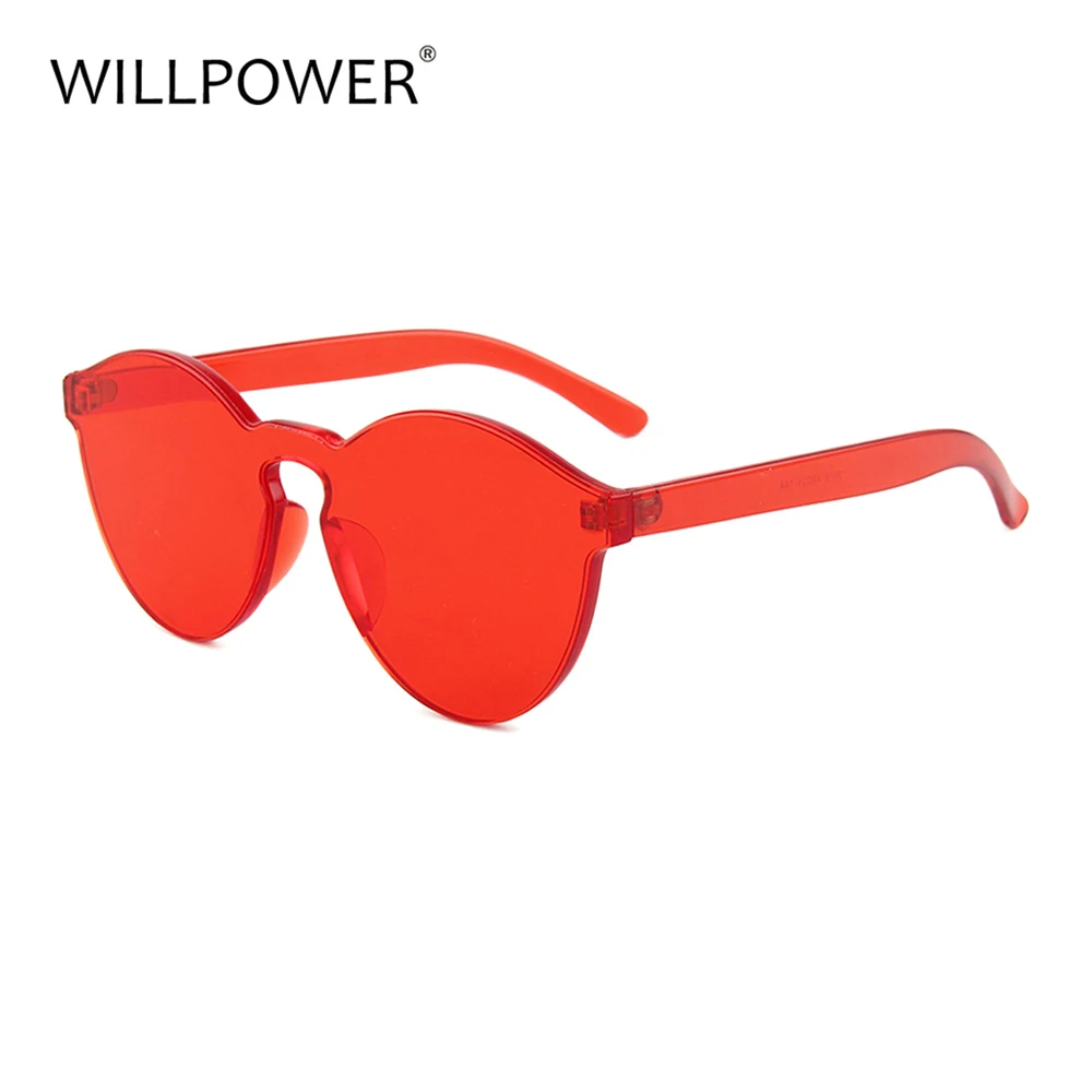 WILLPOWER Clear Candy Color Sunglasses One Piece Lens Luxury Brand