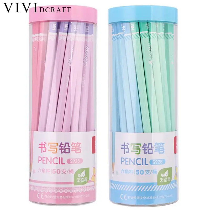 

Vividcraft 50 Pcs/lot 2B HB Pencil Hexagonal Wooden Pencil For Drawing Writing Sketch Shading Artist School 4 Colors Pencil