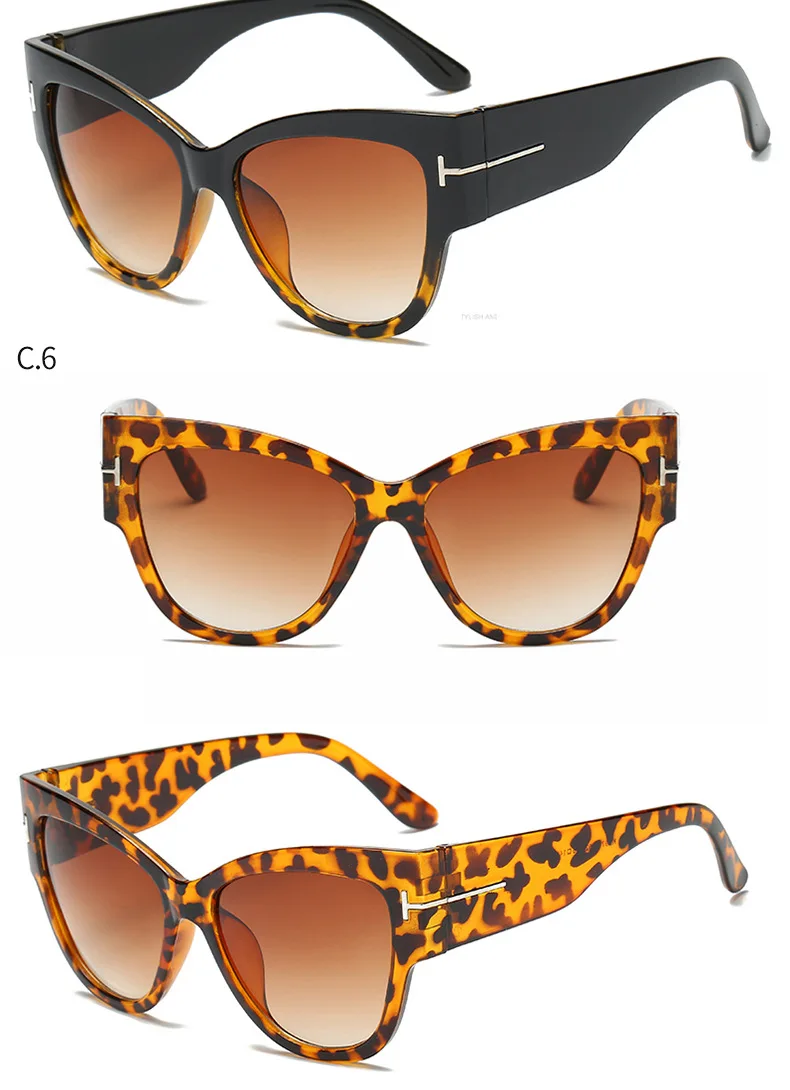 Модные сексуальные женские солнцезащитные очки кошачий глаз, женские винтажные брендовые большие солнцезащитные очки с Т-образной оправой, градиентные женские солнцезащитные очки UV400
