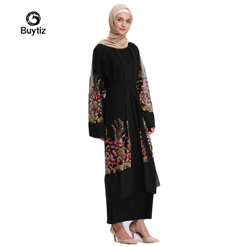 Buytiz мусульманское платье abaya с цветочной вышивкой шифоновое макси-платье больших