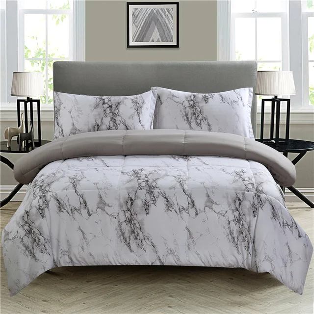 Bonenjoy Marble Comforter Bedding Set Queen Size Black and White Marble