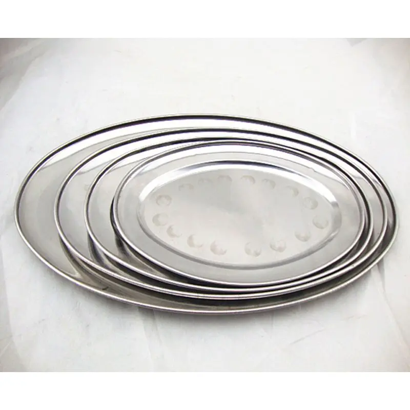 Dinner Plates Oval Dishes Flat Plates Anti shock Metal Stainless Stell