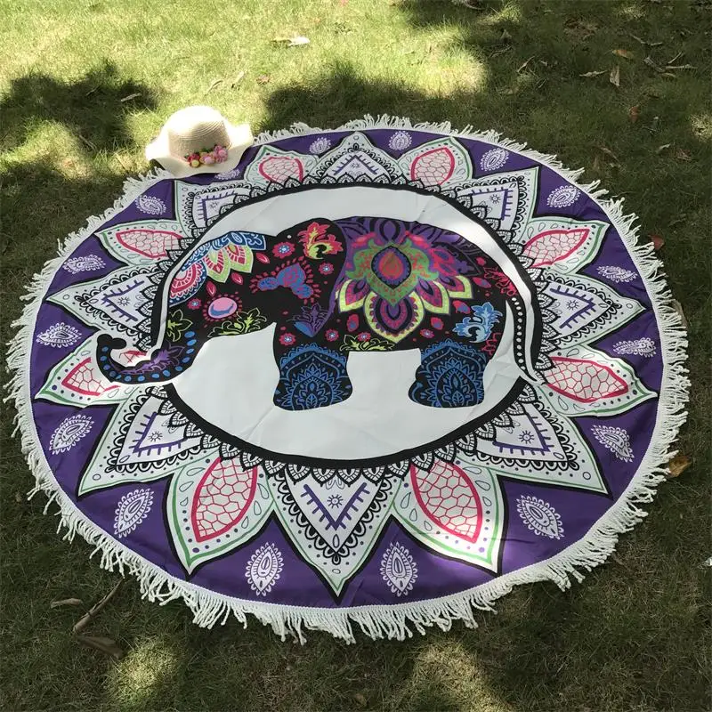 Details about   Hippie Indian Mandala Elephant Floral Print Cotton Throw Purple Border 210x240cm 