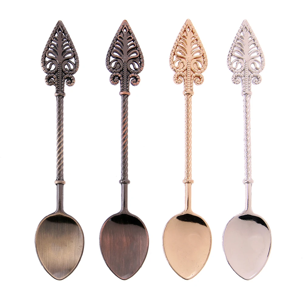 4pcs/set Spoons Vintage Royal Style Zinc Alloy Tea Coffee Ice Cream