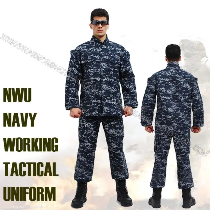 US Army Blue Navy Digital ACU Uniform paintball suit set bdu hunting