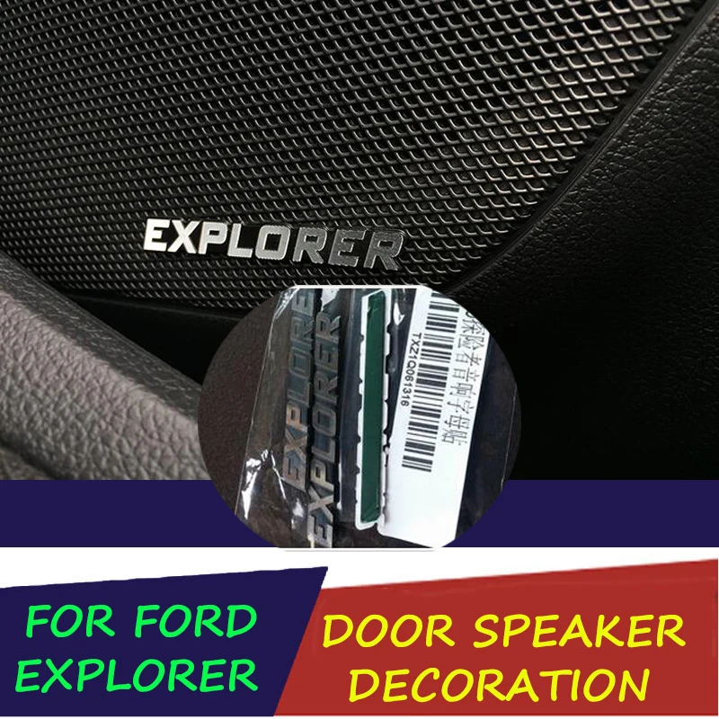 

3D EXPLORER Letters Door Speaker Emblem Chrome Logo Car Styling Sticker For 2014 2015 2016 2017 2018 Ford Explorer Sport 4pc/set