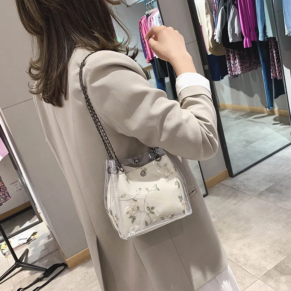 Small Bucket Bags women Clear Transparent Shoulder Bags Candy Color Women Chain lace Bag Totes Compound Female Mini Bag bolso Small Bucket Bags women Clear Transparent Shoulder Bags Candy Color Women Chain lace Bag Totes Compound Female Mini Bag bolso