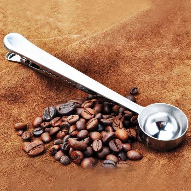 Домашний Многофункциональный кофейный Совок из нержавеющей стали с зажимом для кофе, чая, мерный стаканчик, молотый кофейный совок, ложка