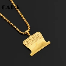 CARA New arrival stylish Fashion gold color Barber Shaver Pendant&Necklace Plated stainless steel mens hip hop necklce CAGF0369