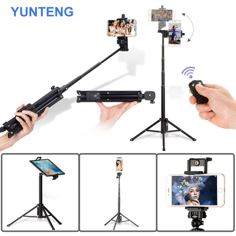 Yunteng ручной и мини-штатив Self-portrait монопод selfie stick держатель Bluetooth Дистанционное управление для телефона с камерой GoPro зажим