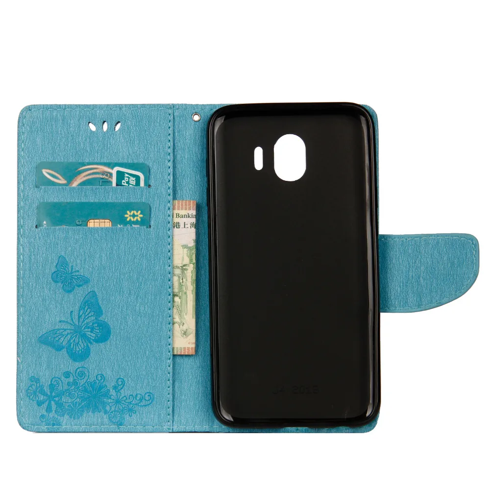Retro Printing Butterfly Wallet Flip PU Leather Strap Stand Case For SAMSUNG Galaxy J4  J4 Plus 2018 Magnetic Phone Cover Capa (36)