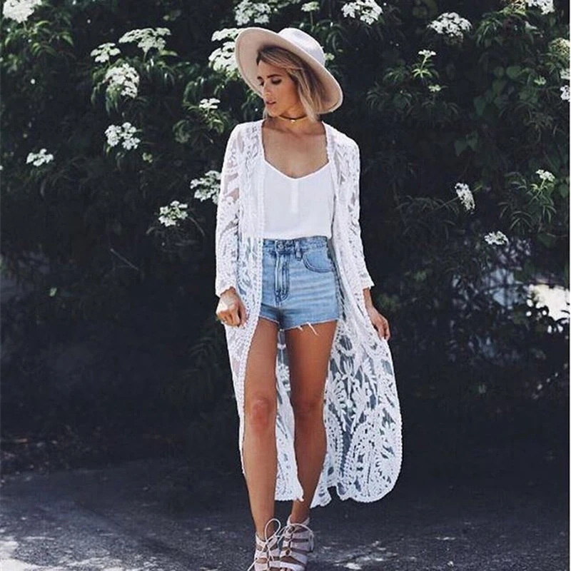 

Tunics for beach Long Lace Beach Dress Women Swim Cover up Plus size Saida de Praia Robe de Plage Kaftan Beach Cover up