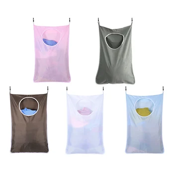 

Convenient Hanging Laundry Hamper Bag with Stainless Steel Door Hooks Oxford Cloth Recycle Bag Hogard
