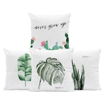 

Tropical Plants Cushion Cover Cactus Pteridium Pillows Sansevieria Flower Headboard For Teens Throw Pillow Cases 18X18 Velvet