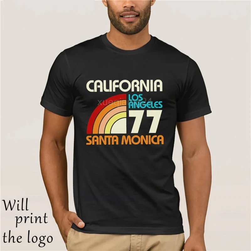 California Los Angeles Santa Monica 70 s Мужская футболка футболки хипстер с круглым вырезом |