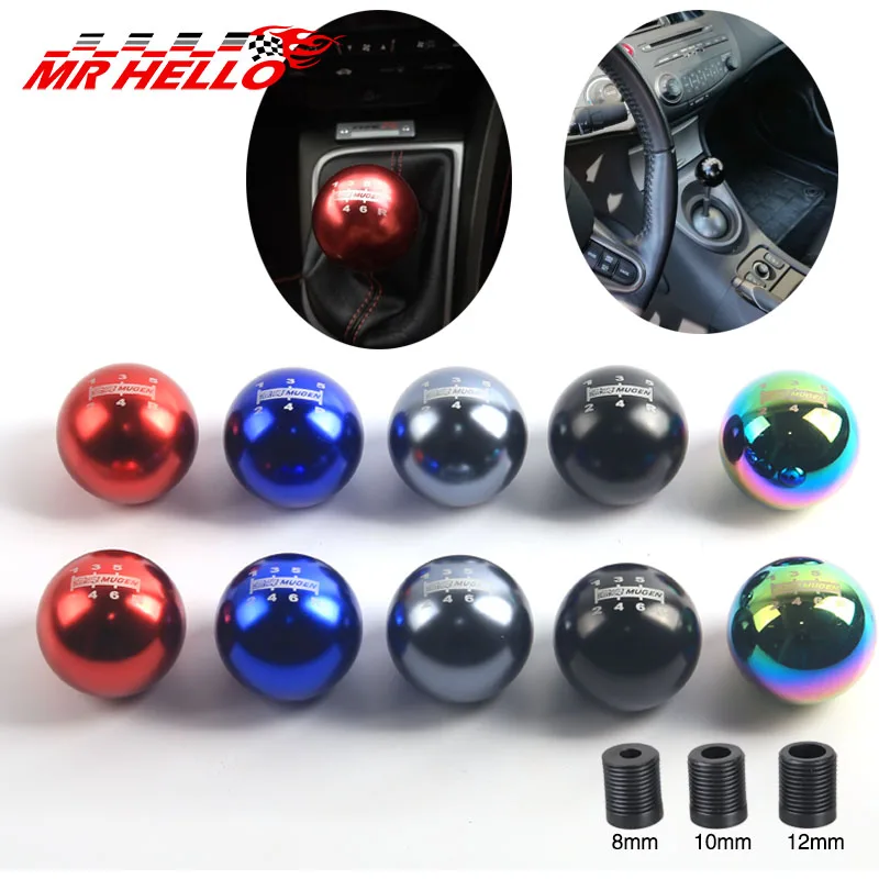 

Universal MUGEN 5 speed 6 Speed Universal Neo Chrome Manual Automatic Spherical Round 50MM Gear Shift Knob For Honda/TOYOTA/MAZD