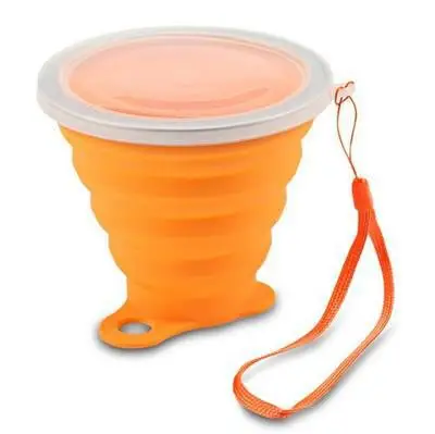 Hyuuga 270 мл дорожные силиконовые выдвижные складные чашки цветные портативные открытые кофейные чашки с чашкой из нержавеющей стали - Цвет: Оранжевый