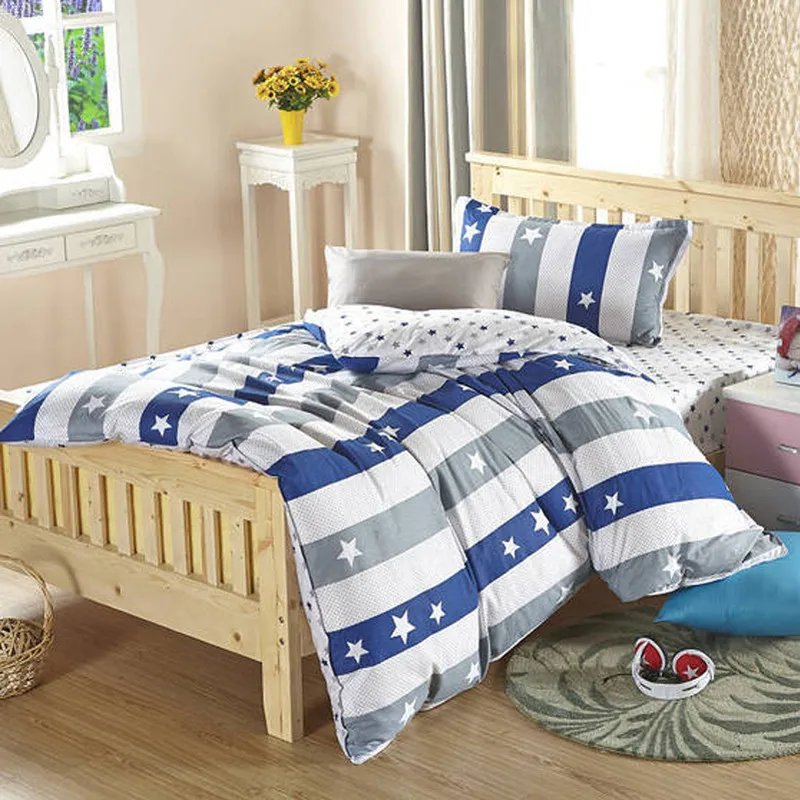 

coxeer 3Pcs Bed Cover Set Ultra Soft Cotton Stripe Printed Comforter Bedding Set Bed Sheet With Pillowcase Fit For 1.5/1.8m New