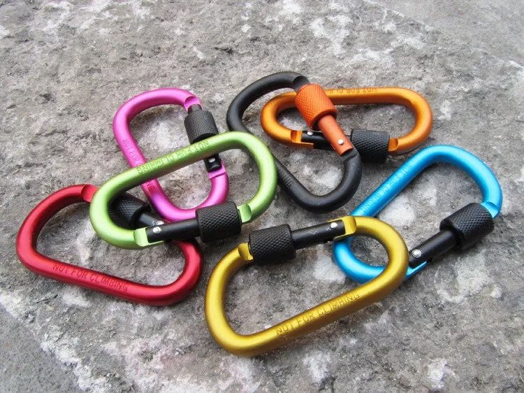 

1Pcs Outdoor multi colors Safety Buckle With Lock Aluminium Alloy Climbing Button Carabiner Camping Hiking D-shaped Hook Ring