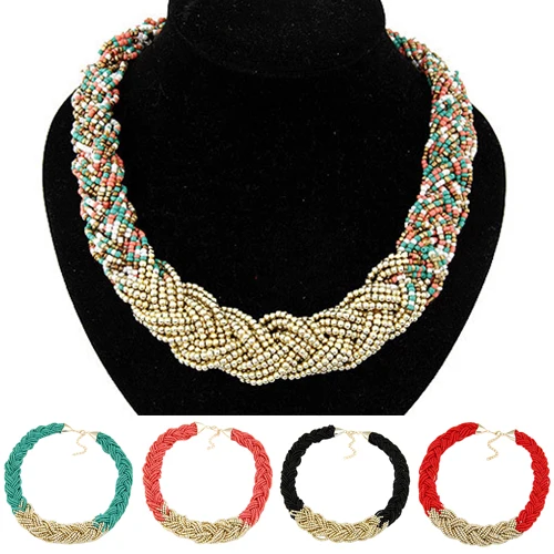 Женские ювелирные изделия девушки вязание Бусы Золотой падения Короткие колье