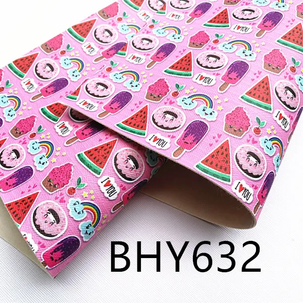 Free shipping 7.6*12inch cartoon print synthetic leather fabric for DIY accessories BHY626