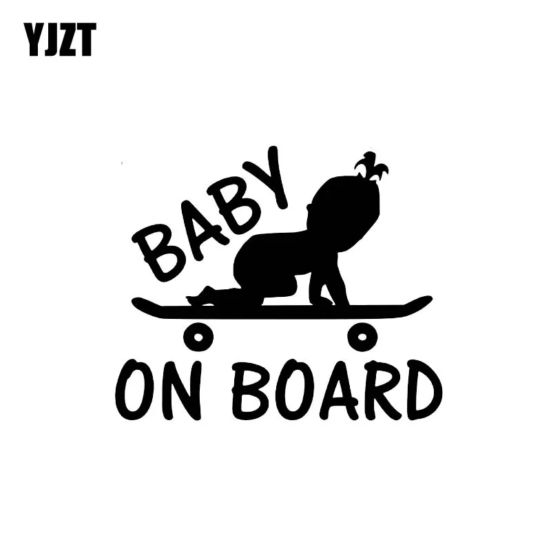 

YJZT 13CM*10.8CM BABY ON BOARD Cute Baby Skateboard Car Decal Vinyl Sticker Black/Silver C10-00736