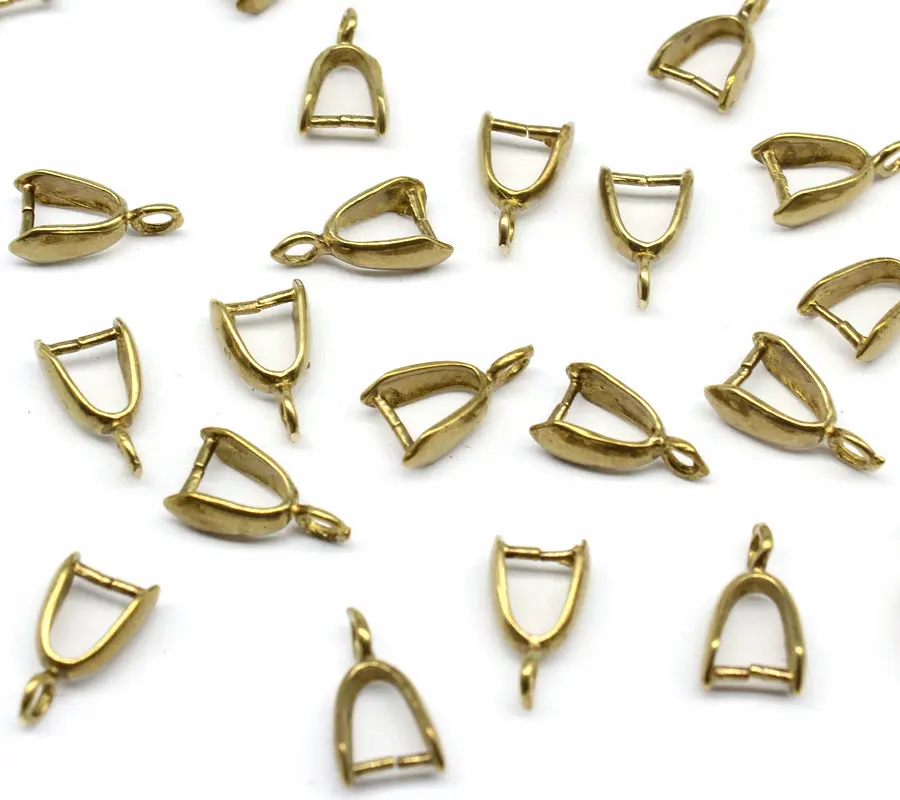 200pcs medium Basic Brass bail, 12mm, antique gold Pendant bails for