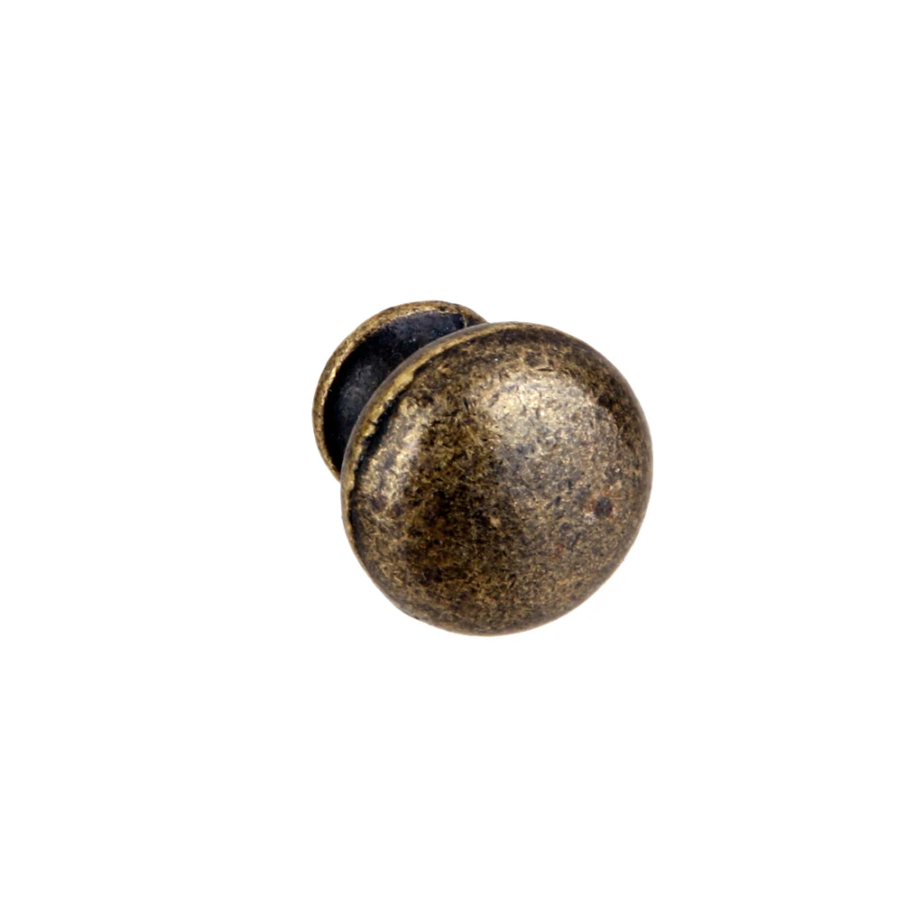 Vintage Antique Brass Round Knob Door Drawer Dresser Cabinet Kitchen Cupboard Pull Handle, Pack of 6