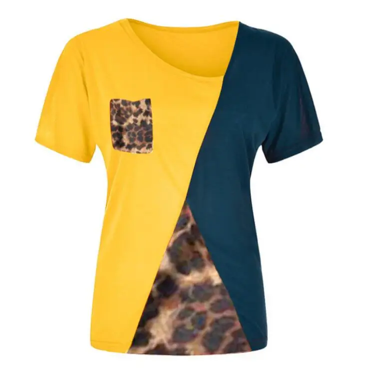 2019 Summer Hot Cotton Patchwork Printed Tops Women Wave Female Sexy Free Loose Leopard Elegant Lady Casual Shirts Tees 2019 Summer Hot Cotton Patchwork Printed Tops Women Wave Female Sexy Free Loose Leopard Elegant Lady Casual Shirts Tees