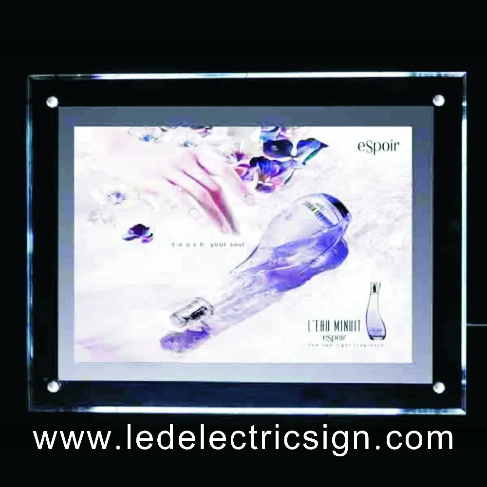 acrylic crystal slim led light box for advertising displayin