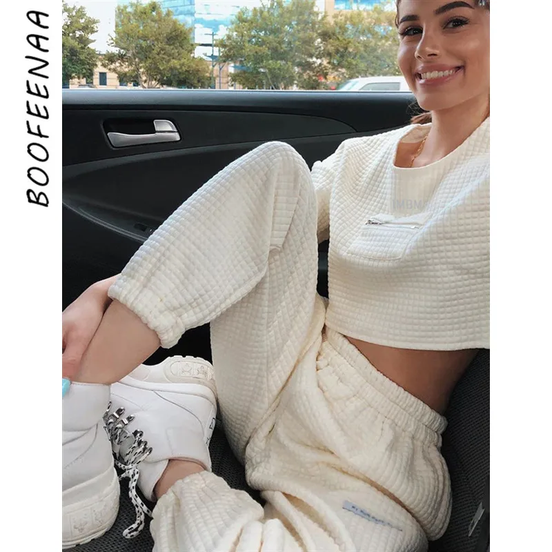 BOOFEENAA уличная одежда джоггеры с высокой талией шаровары женские хип хоп