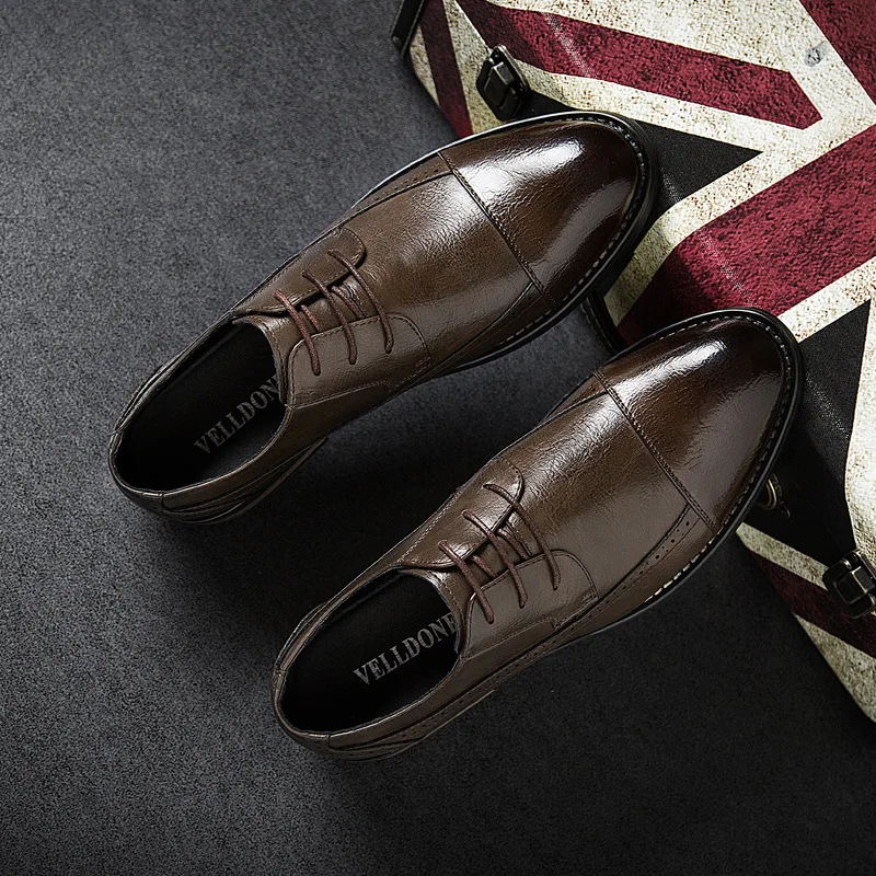 

Round Toe Fashion Retro Microfiber Men's Dress Shoes Lace-Up Low Sewing Oxfords Solid Spring Autumm Office Career Men Shoes