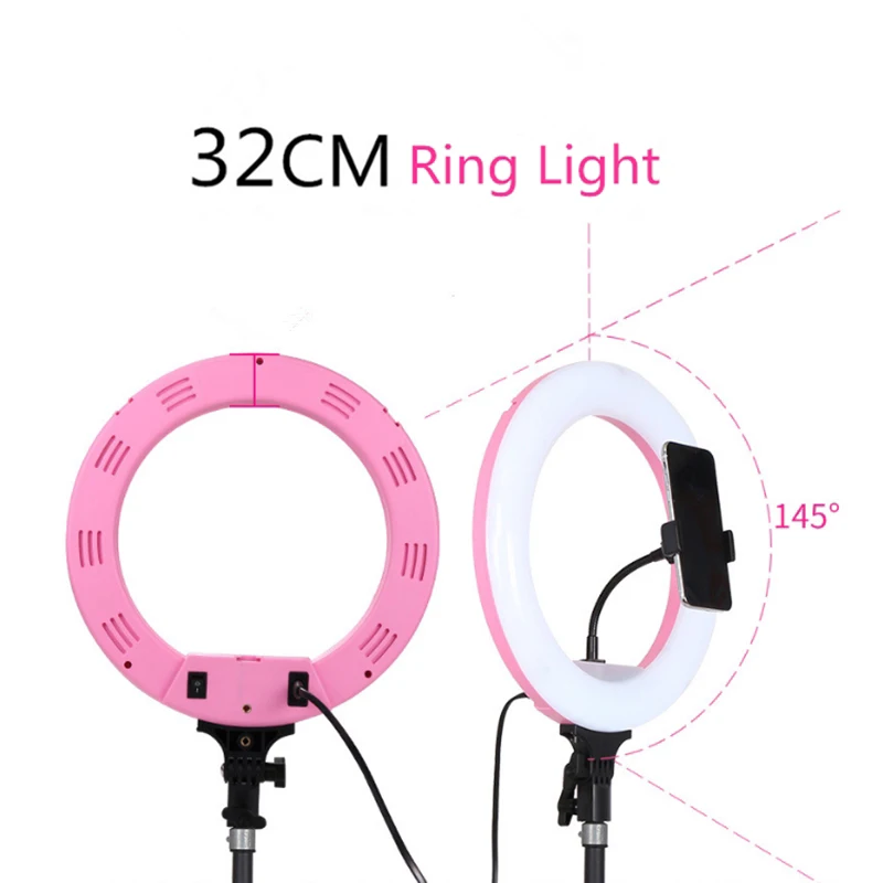 Светодиодный кольцевой светильник с регулируемой яркостью для селфи 24 Вт 5600 K, студийный светильник для фотосъемки и фотосъемки в реальном времени с пультом дистанционного управления для смартфона, макияж