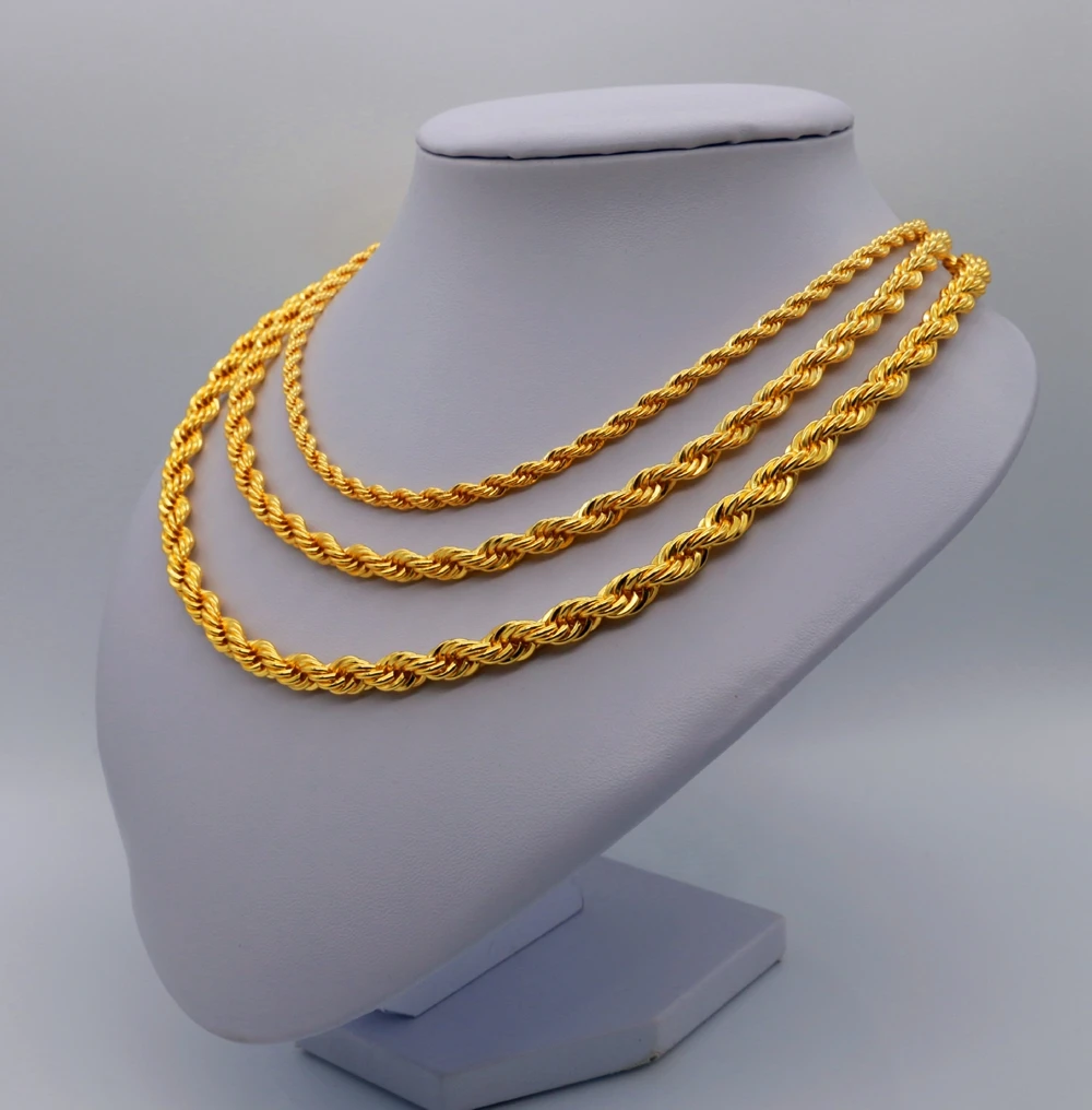 Витая Цепочка Желтое золото Заполненные женские мужские ожерелья|men necklace|gold