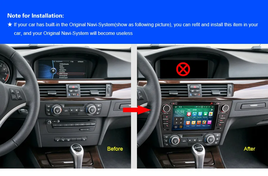 Best 7" 4GB RAM 32GB ROM Android 9.0 OS Car DVD Multimedia GPS Radio for BMW E90 2005-2012 & BMW E91 2005-2012 & BMW E92 2006-2013 6