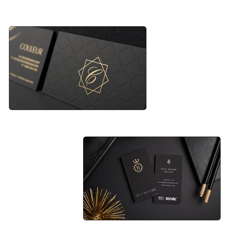 100 шт/партия пользовательские 500gsm черные визитные карточки с двухсторонней печатью штамповки дизайн