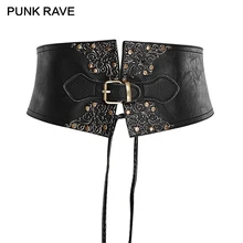 PUNK RAVE Gothic Retro Palaces Pattern Black Girdle Shaper Gather Slimming Women Steampunk Waist Corsets Sexy Belts Accessories