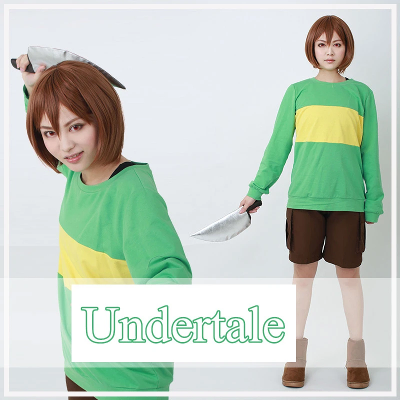 Anime Hot Game Undertale Chara Stitching Color Pullover Tops Cosplay Costume Fashion Female Daily Hoodie Free Shipping
