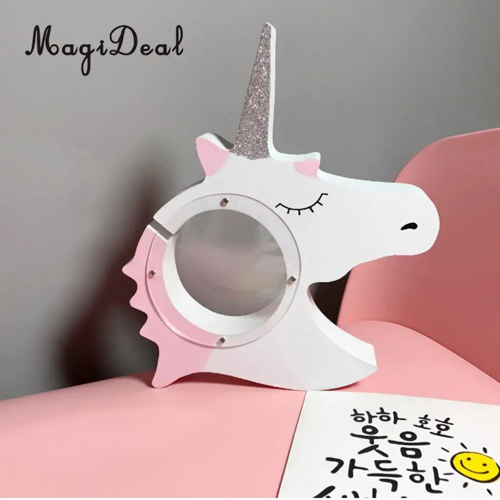 Cute Unicorn Style Baby Child Christmas Gift Wooden Cartoon Coin Bank Money Boxes Piggy Bank For Kids Birthday Gift Decor